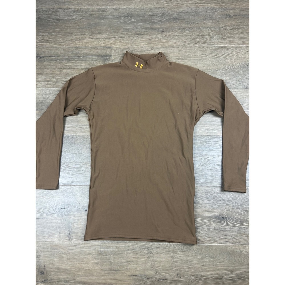 Under Armour ColdGear Mock Neck Compression Shirt Mens Large Brown Tactical Base